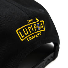 Load image into Gallery viewer, GOLDEN STATE LUMPIAS&quot; SNAPBACK HAT.  BLACK, BLUE &amp; GOLD
